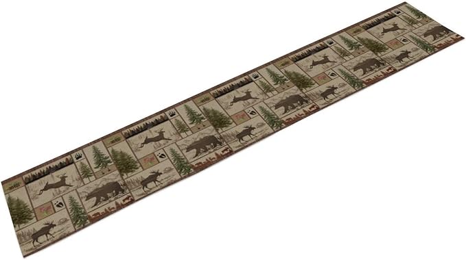 Rustic Moose Deer Bear Table Runner, Retro Vintage Bear Cottage Country Style - Image 5