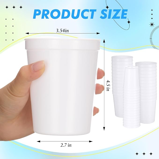 Yungyan 500 Pack 16 oz Stadium Cups Reusable Plastic Cups Blank Drink Stadium - Image 5