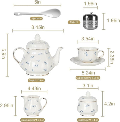 Sweejar 23 Pcs Floral Tea Sets - Image 3