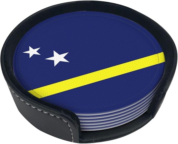 6 Pack Curacao Flag Leather Coaster - Image 2