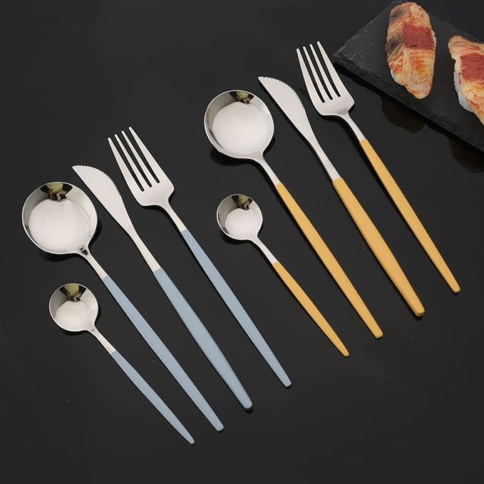 JASHII Flatware Set 24 Piece, Stainless Steel Silverware Set, Macaron Small - Image 2