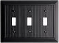 Beadboard Outlet Covers Wall Plates, Bamboo Fiber Light Switch Covers, Natural Material Electric Receptacle Decorative Switch Plate Outlet Cover Matte Black (3 Gang Toggle 1 Pack)