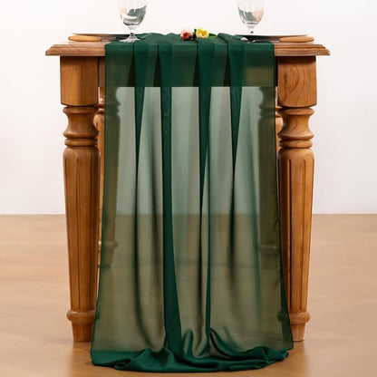 Emerald Green Chiffon Table Runner Summer Boho Wedding Birthday Party Decor | - Image 5