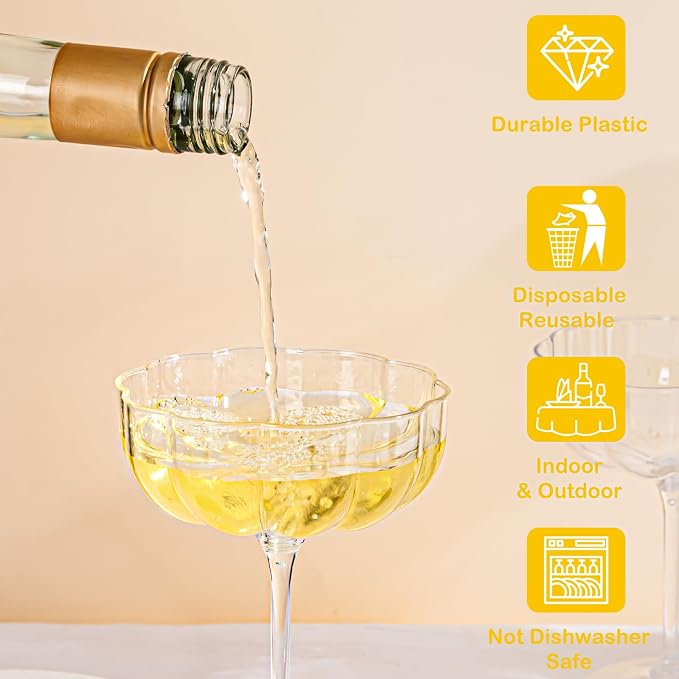 LIYH 20 Pcs Plastic Champagne Glasses 8 oz Champagne Flutes Plastic Cocktail - Image 3