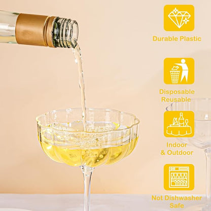 LIYH 20 Pcs Plastic Champagne Glasses 8 oz Champagne Flutes Plastic Cocktail - Image 3