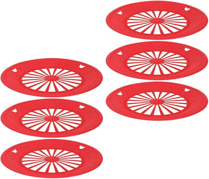 Bbq Hollow Serving Plates 6pcs Red Hollow-out Food Plates Reusable Party Picnic Supplies Commercial Food Serving Tableware