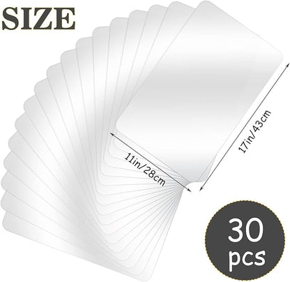 Tecmisse 30 PCS Plastic Placemat Heat Resistant Washable Table Mats, Clear Placemats for Table, Dining, Kitchen, Crafting and Shelf Liner, 17 x 11 Inch