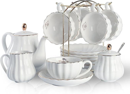 Porcelain Tea Sets British Royal Series, 8 OZ Cups& Saucer Service by Sweejarco1949