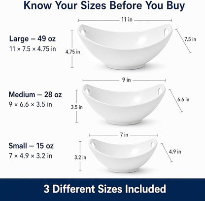 Ceramic Serving Bowls with Handles, Large Salad Bowl Set - Image 2