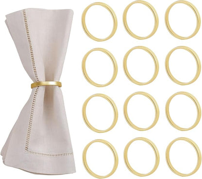 Cuff Brushed Gold Circle Napkin Rings Set of 12, Simple Modernist Napkin Ring by wonlex