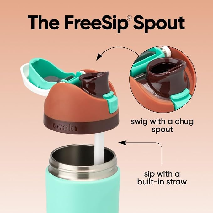 Owala FreeSip Kids Stainless Steel Water Bottle 16 oz Mint Chocolate - Image 2