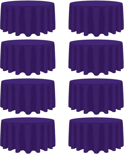 8 Pack Purple Round Tablecloth 90 Inch Stain and Wrinkle Resistant Round Purple Table Cloth Reusable and Washable Polyester Fabric for Valentine's Day Buffet Wedding Party and Banquet