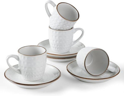 famiware 3oz Espresso Cups and Saucers, Stoneware Demitasse Cup by Famiware