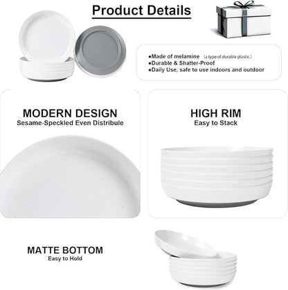 Webbylee 8.25" Melamine Pasta Bowls Set of 6-28oz Melamine Large Salad - Image 3