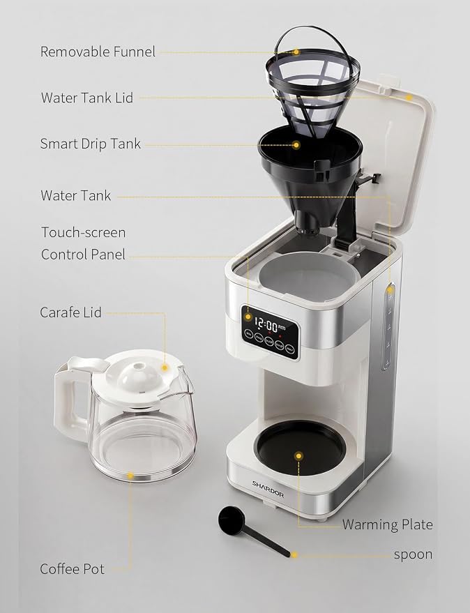 SHARDOR 10-Cup Programmable Coffee Maker, Regular & Strong Brew Drip Coffee - Image 7