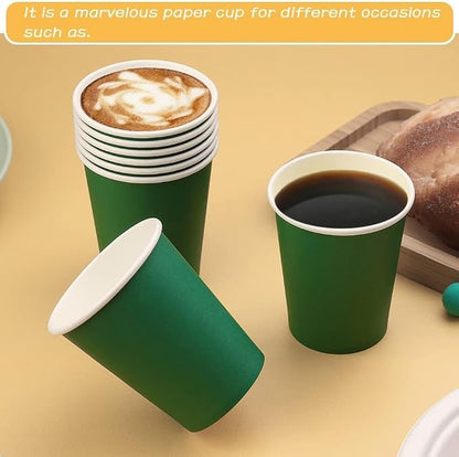 75 Pack 8 oz Disposable Coffee Cups, Paper Coffee Cups-Green | Paper Hot Cups - Image 3