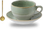 Porcelain Coffee Cup with Saucer Spoon, Vintage Design Ceramic Latte Art by Tvvtuww