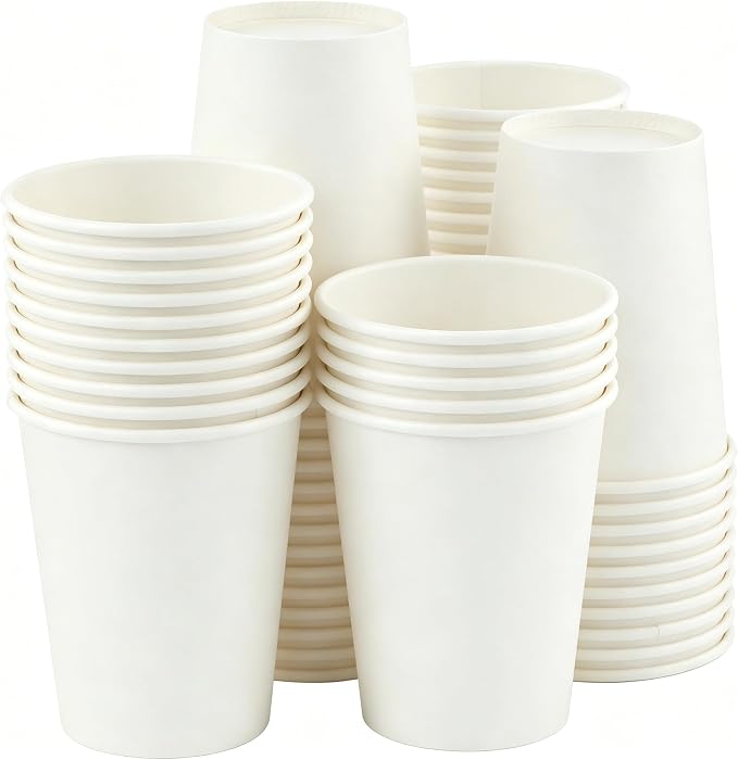 8 oz 50 Pack Disposable Paper Cups, Heavy Duty Thickened Coffee Cups, Leakproof by COOLCAP
