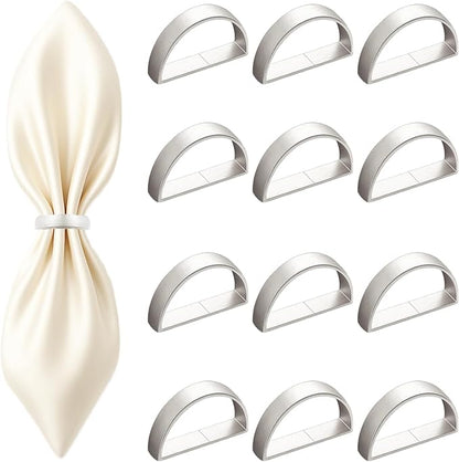 12 Pcs Stainless Steel Napkin Rings by Unknown