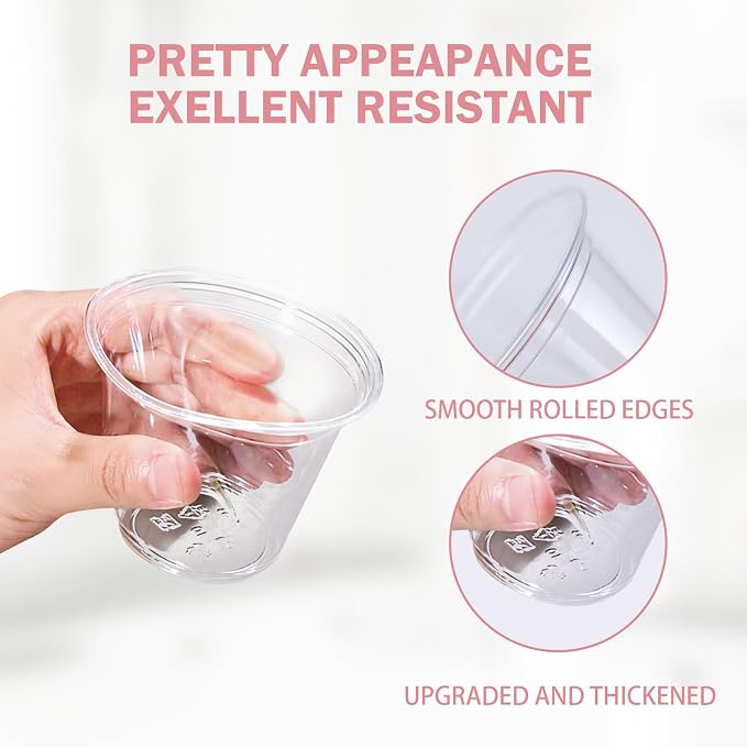 BYSNOW 500 Pack 9 oz Clear Plastic Cups Thickened Disposable Drink Cups | - Image 3