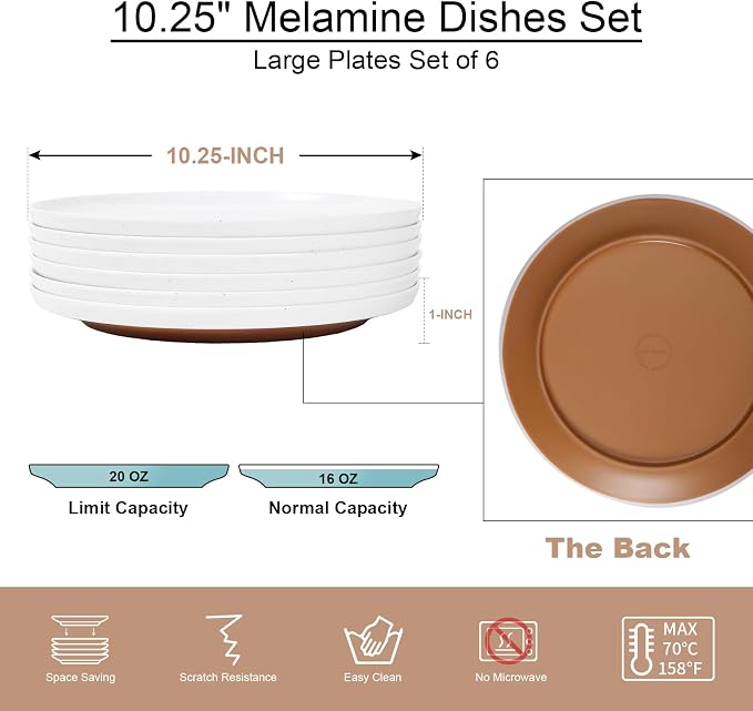 Webbylee 10.25" Melamine Dinner Plates Set of 6 - Image 2