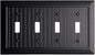 Beadboard Outlet Covers Wall Plates, Bamboo Fiber Light Switch Covers, Natural Material Electric Receptacle Decorative Switch Plate Outlet Cover Matte Black (4 Gang Toggle 1 Pack)