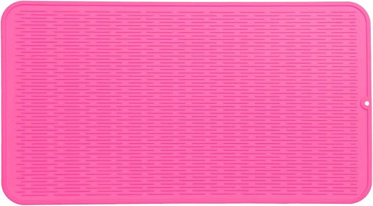 Silicone Dish Drying Mat for Multiple Usage,Easy clean,Eco-friendly,Heat-resistant Silicone Mat for Kitchen Counter or Sink,Refrigerator or Drawer Liner Rose 4XL 32 inches x 18 inches