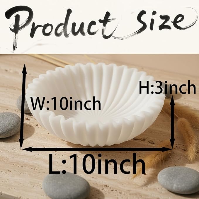 10" Large Decorative Bowl decor, Scalloped Bowls - Image 3