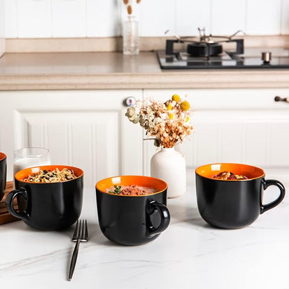 AmorArc 24 oz Soup Mugs with Handles, Jumbo Ceramic Bowls Mugs Set with handles - Image 7