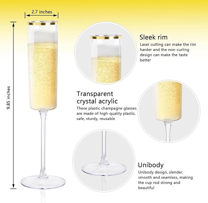 Ciaell 24 Pack Plastic Champagne Flutes - Image 7