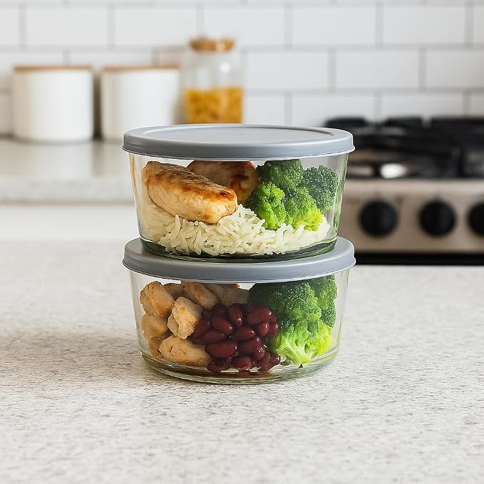 4-Piece Glass Food Storage Containers Set | 6.5-Cup, Leakproof | Microwave - Image 3