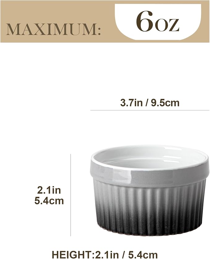 MALACASA Ramekins 6 oz Oven Safe, Small Ceramic Souffle Dishes - Image 2