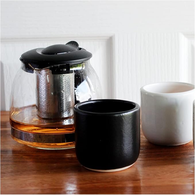 roro Handcrafted Matte Black Ceramic Tea & Coffee Sipper Cups, 8 oz - Image 5