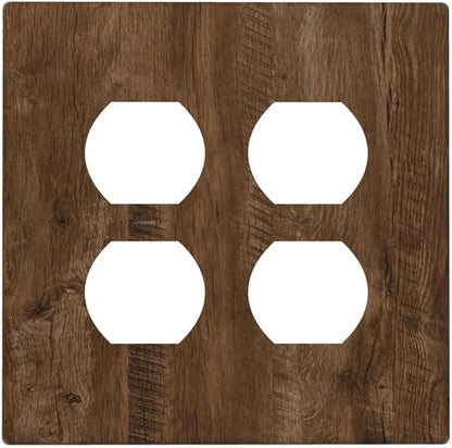 Light Switch Cover Brown Rustic Wood Grain Farmhouse 2 Gang Decorative SwitchPlates Double Duplex Wall Plates Switch Plates and Outlet Covers for Cabin Bedroom Decor