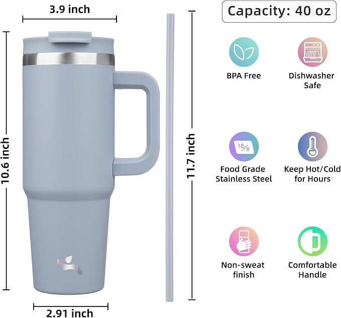 Konokyo 40 oz Insulated Tumbler Water Bottle - Image 4