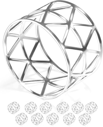 12 Pack Napkin Rings Holders Silver Color Hollow Design Décor Dinner Party by URWOOW