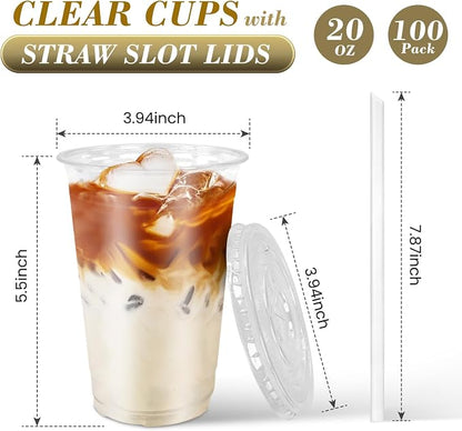 Ginkgo 100-Pack 20oz Clear Plastic Cups - Image 2