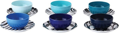 French Bull Melamine Mini Bowls, 6-Piece Set, Small Serving Bowl – Snack, Condiment, Dip, Dessert, Ice Cream – Shatter Proof, Food-Safe, BPA Free, Dishwasher Safe, 4” 10 oz - Shades of Blue