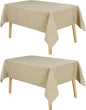 JIUZHEN 2 Pack Faux Linen Farmhouse Tablecloth Rectangular, Wrinkle Stain Resistant Table Cloth Rectangle Table Cover for Kitchen Dining, Beige, 54 x 120 Inch