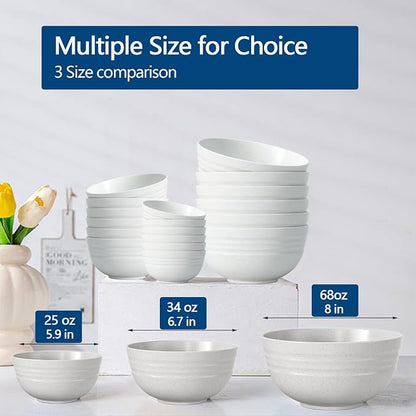 【Non Ceramic】 68 Oz Salad Bowls, Large Serving Bowls 6 Pcs Unbreakable Ramen - Image 9