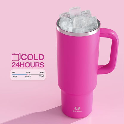 ENCOOL 40 oz Tumbler with Handle and Straw: Stainless Steel Insulated Tumbler - Image 6