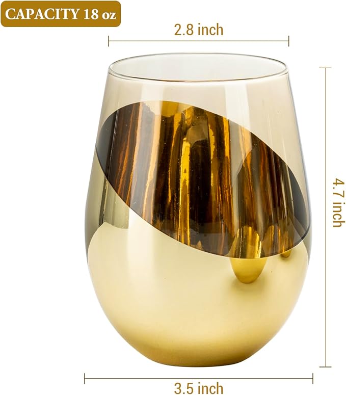 MyGift 18 oz Mid Century Smoked Brown Stemless Wine Glasses - Image 5