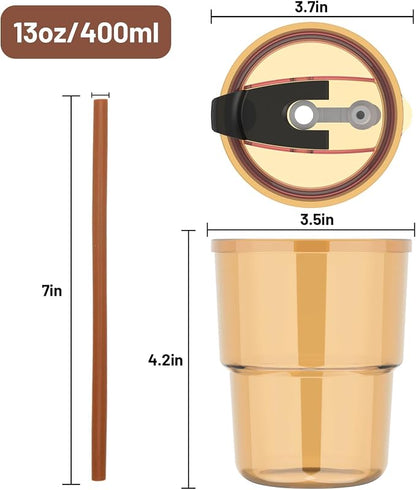 Luxfuel 13 oz Glass Cups with Lids and Straws Reusable Iced Coffee Tumbler | - Image 2