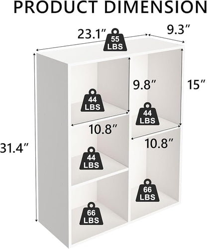 Cube Storage Organizer,Closet Organizers and Storage,Cube Reversible Bookshelf,Storage Shelf for Living Room,Home Office,Dining Room(White, 5-Cube)