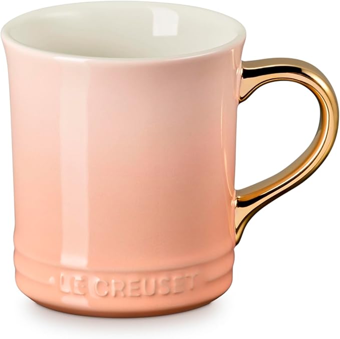 Le Creuset Stoneware Vancouver Mug, 14 oz., Peche/Gold Metallic Handle by LeCreuset