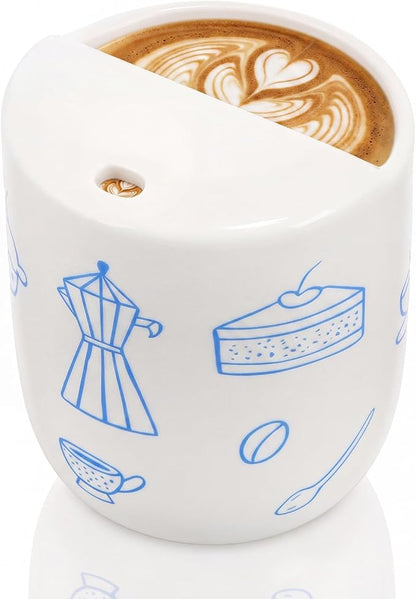 Ceramic Mug with Sip Hole 10 oz Novelty Food Pattern Ceramic Coffee Mug Hand by Ferrochef