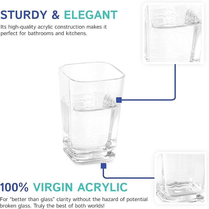 Clear Square Toothbrush Holder or Bathroom Tumbler Cup | Shatter-Proof - Image 5