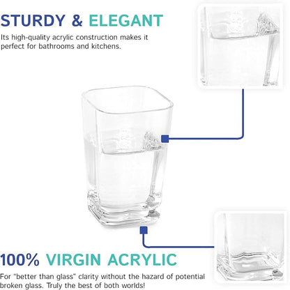 Clear Square Toothbrush Holder or Bathroom Tumbler Cup | Shatter-Proof - Image 5