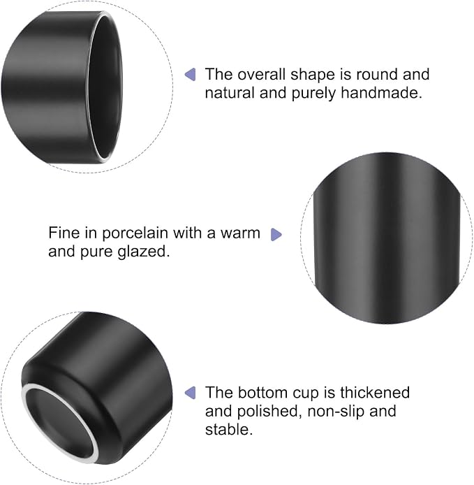 HARFINGTON 2pcs Japanese Ceramic Tea Cups 8oz / 240ml Simple Solid Color No - Image 4