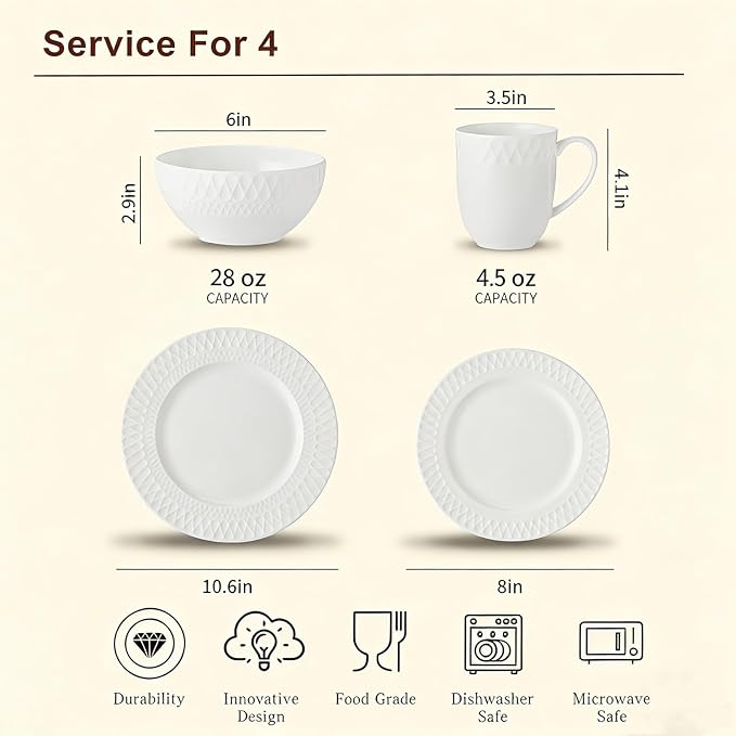 16 Piece Bone China Dinnerware Sets - Image 4